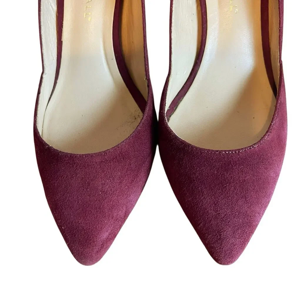 Loeffler Randall Pari Suede Leather Fringed Maroon Wine Pumps Shoes Women's 7B - Picture 3 of 9